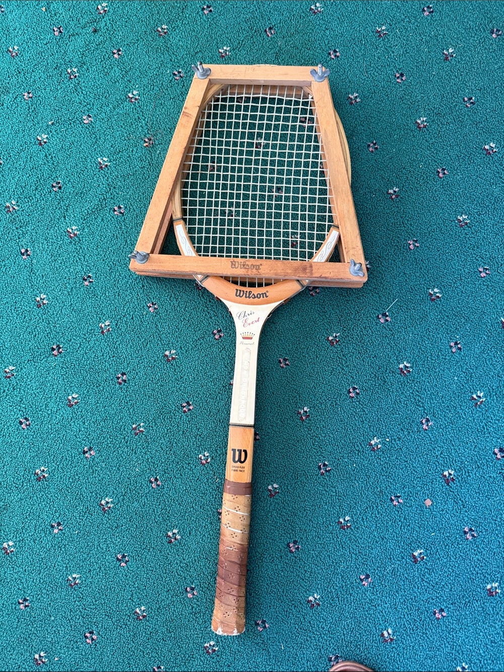 Wilson Chris Evert  Wooden Tennis Racket in Natural Wood and Brown Grip